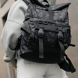 Рюкзак SamBag жіночий RollTop Double Чорний принт