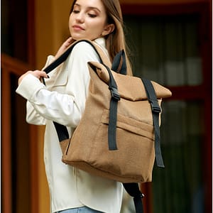 Рюкзак SamBag жіночий RollTop Milton Коричневий тканинний