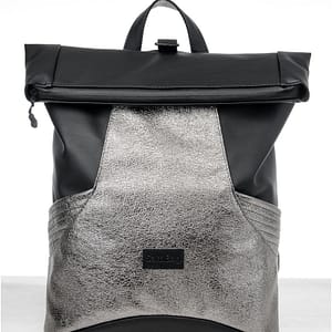 Рюкзак SamBag жіночий RollTop MQN чорний з битим сріблом