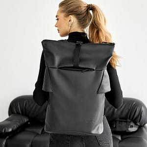 Рюкзак SamBag жіночий Чорний RollTop KZN