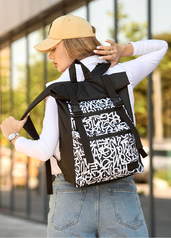 Рюкзак SamBag жіночий  RollTop з принтом Graphity