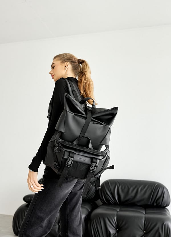 Рюкзак SamBag жіночий RollTop Double чорний - Зображення 2