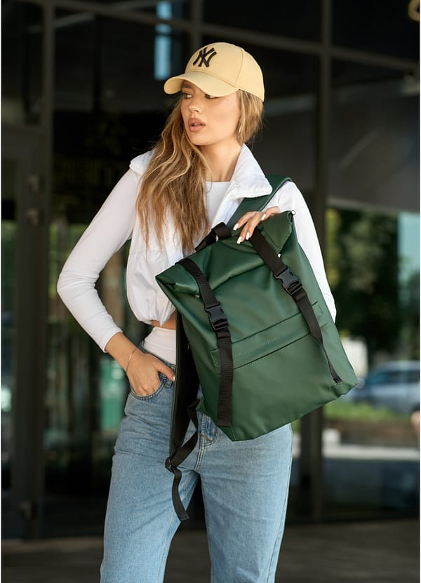 Рюкзак SamBag жіночий RollTop Milton Зелений - Зображення 3