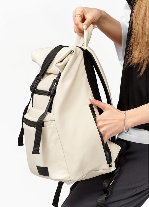 Рюкзак SamBag жіночий RollTop молочний колір - Зображення 5